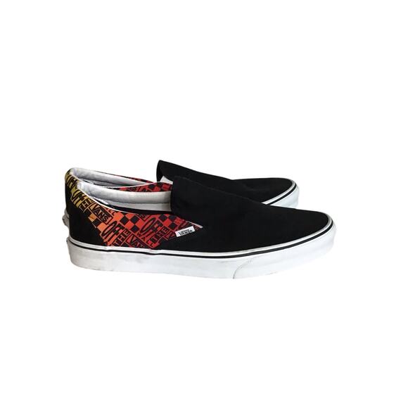 Vans Men's Classic Slip On Sneakers Sz. 12 Black NWOT Logo Flame Sneakers - Picture 1 of 8